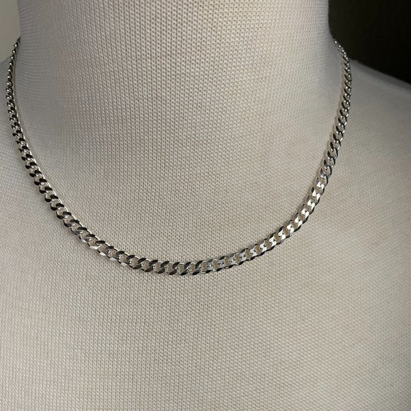 NEW 16.5 grams 18" Italian Curb Chain Necklace in Sterling Silver - Picture 1 of 5